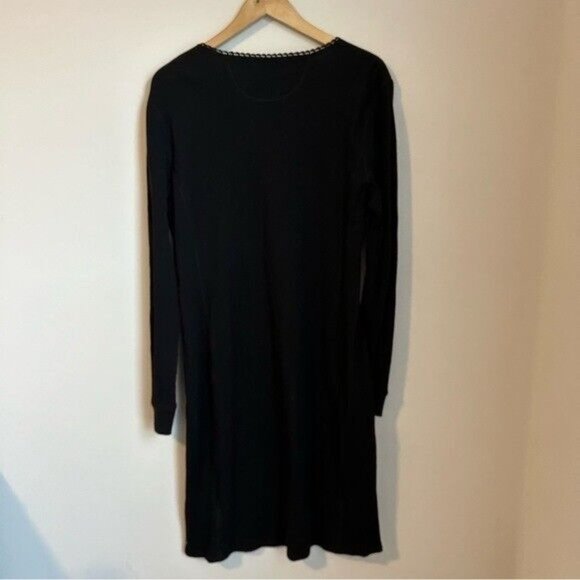 Lauren Ralph Lauren Black Thermal Waffle Knit Long Sleeves Shirt Dress Size XL - Picture 2 of 9